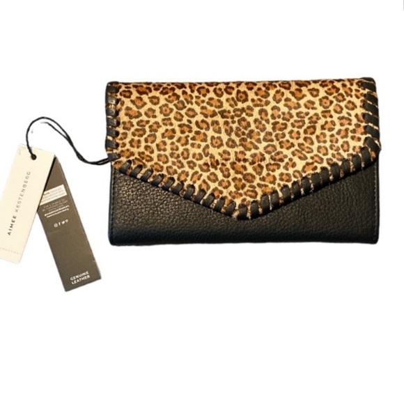 Aimee Kestenberg Handbags - Aimee Kestenberg Spello‎ Leather Whipstitch Wallet Micro Leopard Haircalf NWT